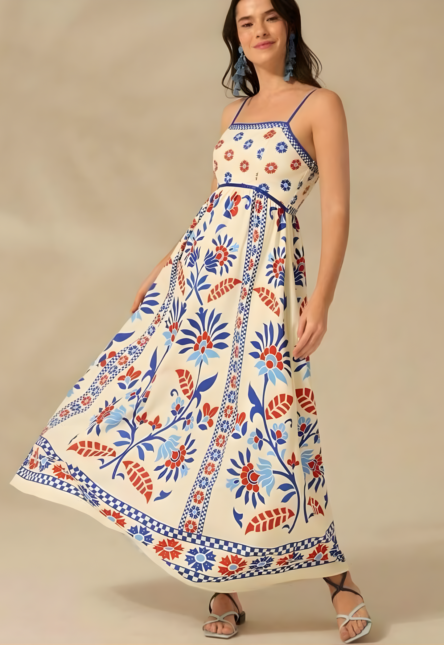 Floral Print Adjustable Strap Sling Dress