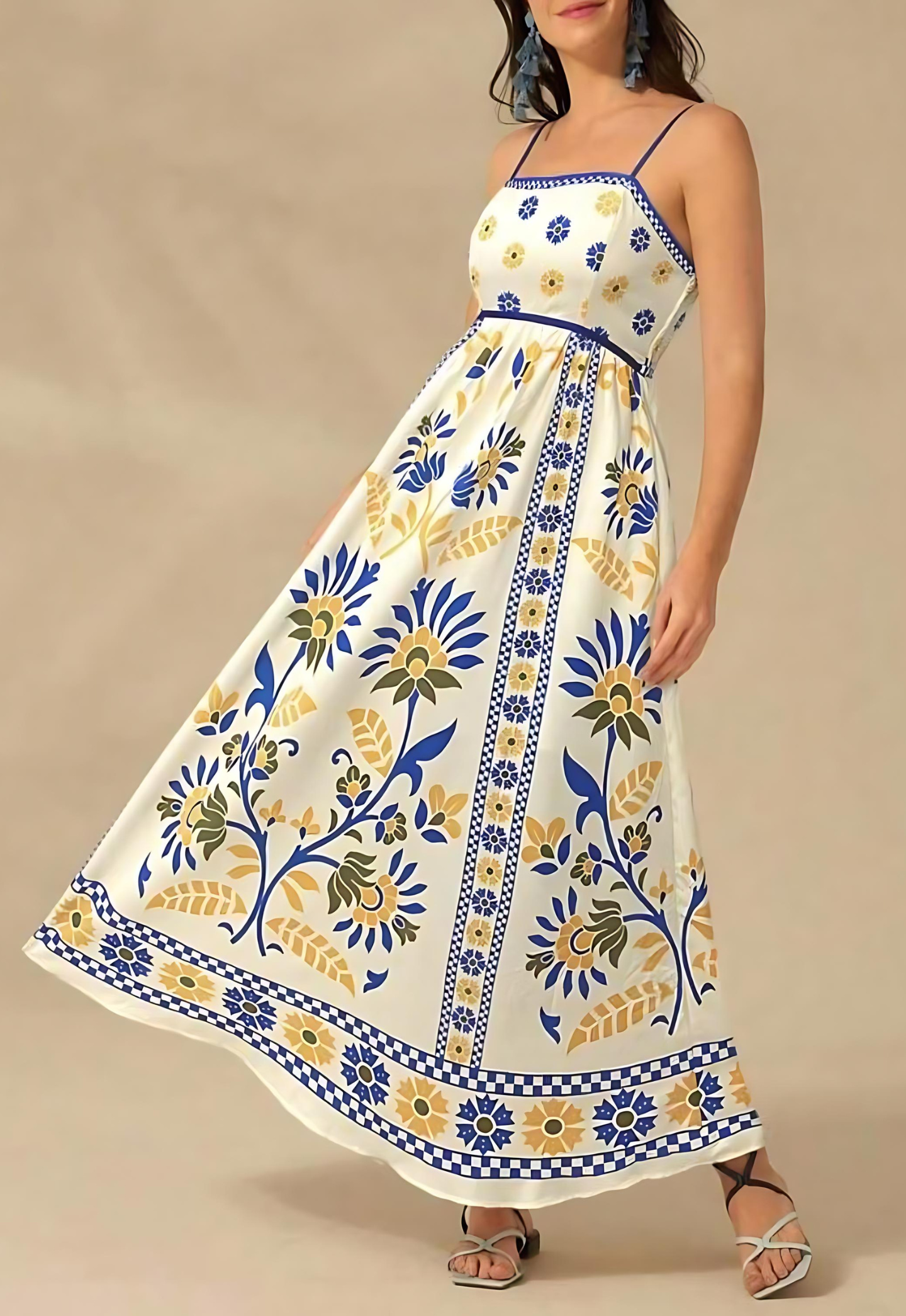 Floral Print Adjustable Strap Sling Dress