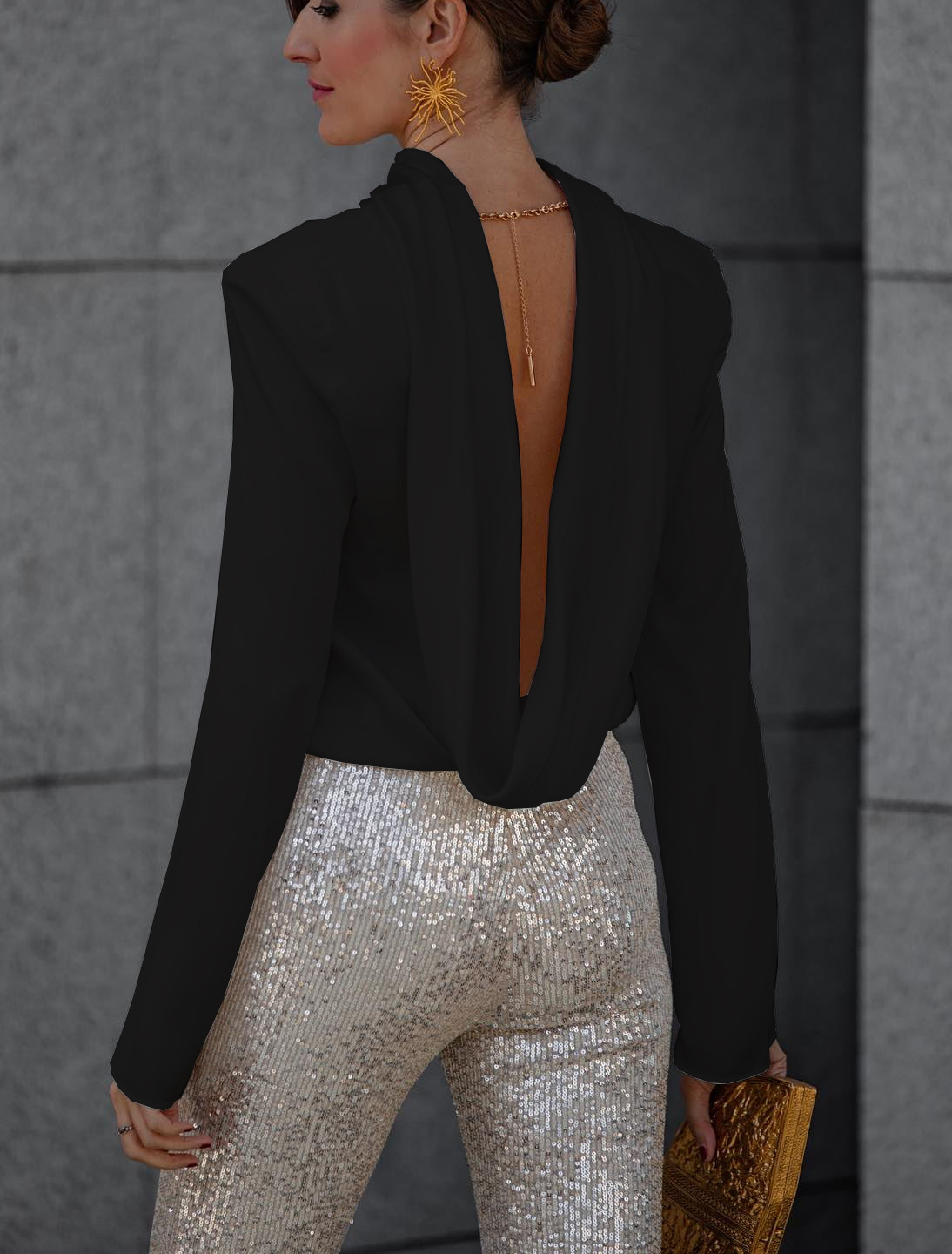 Scarf Collar Casual Shirt