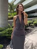 Maxi Dress with Metal Necklace Collar