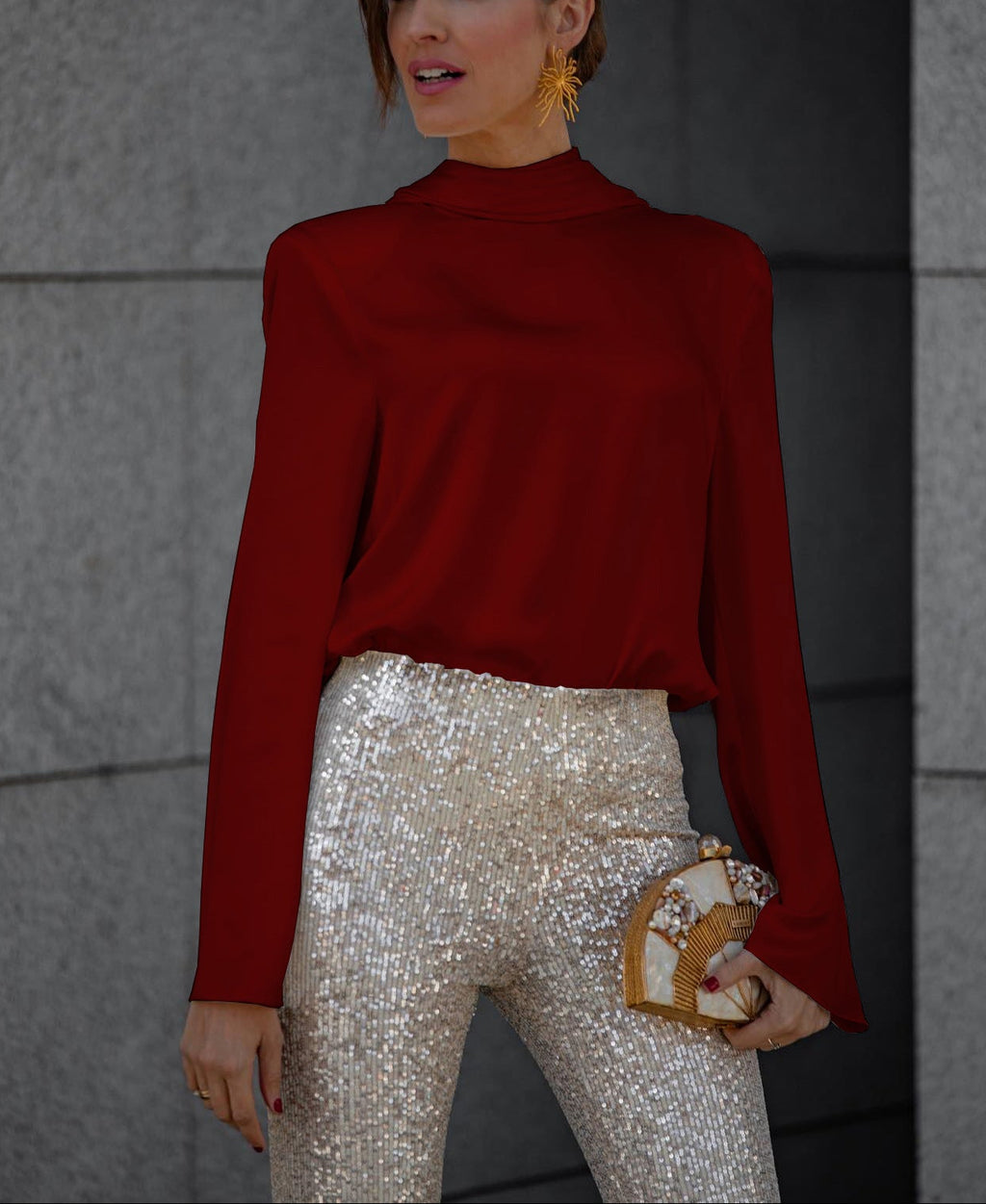 Scarf Collar Casual Shirt