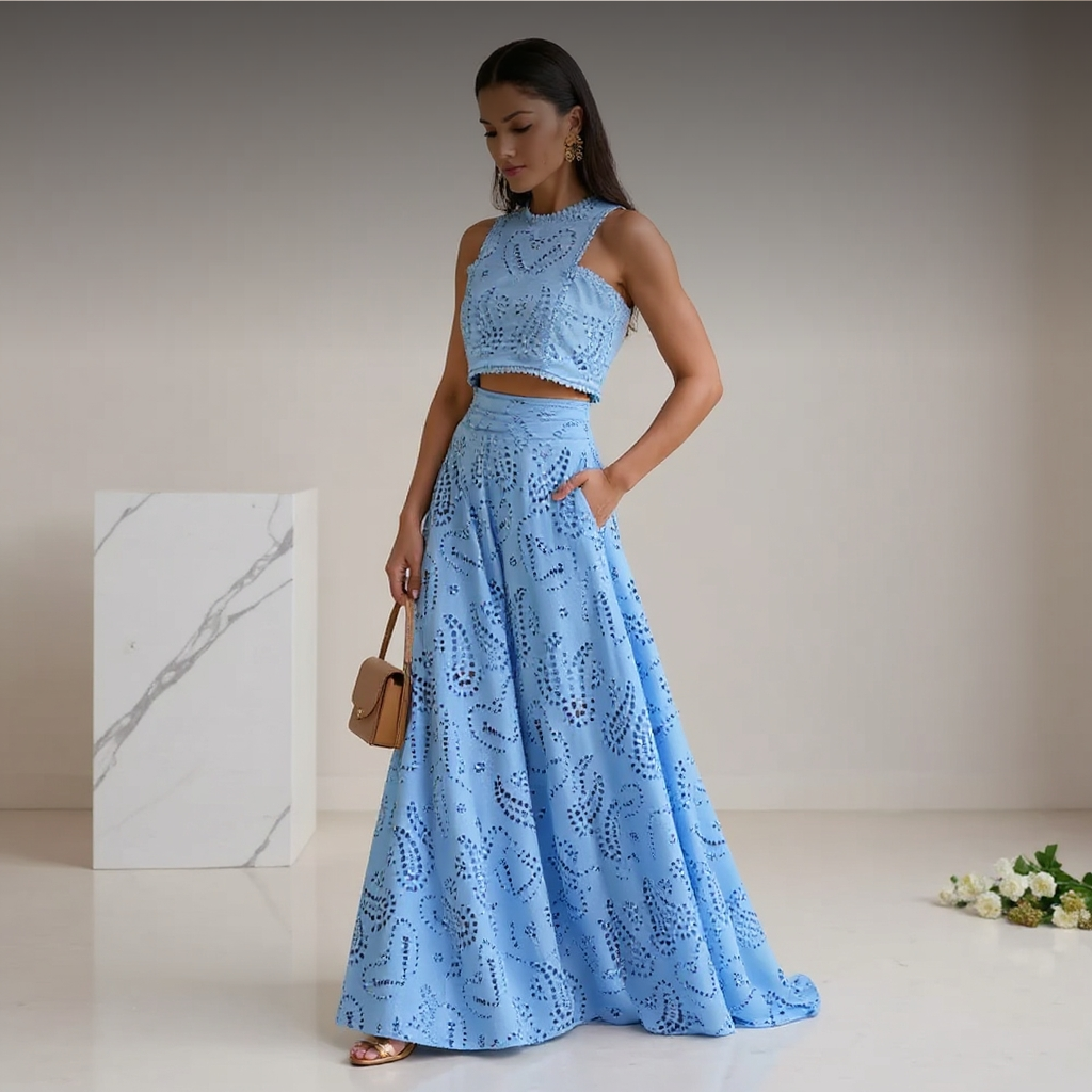 Elegant Sleeveless  Two-Piece Set