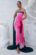 Blue Floral Off-Shoulder Maxi Dress