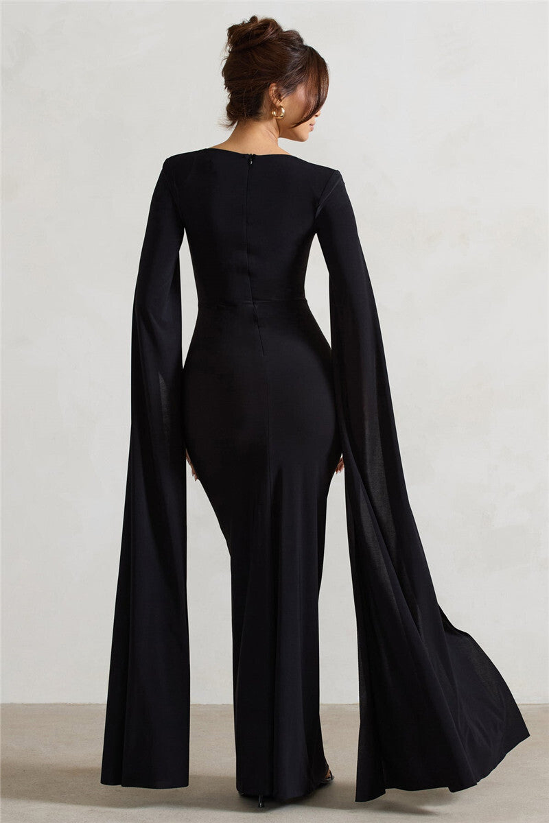 Chic Cape Split Maxi Dress