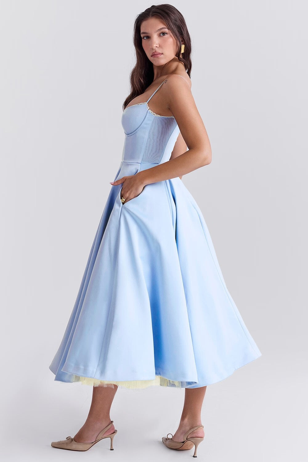 A-line Backless Midi Dress