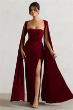 Chic Cape Split Maxi Dress
