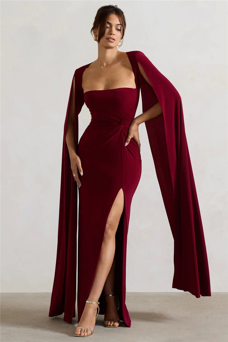 Chic Cape Split Maxi Dress