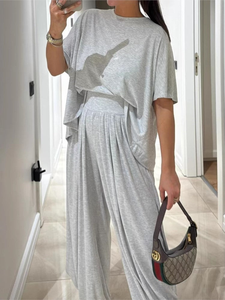 Soft Grey Relaxed Fit Two-Piece Set