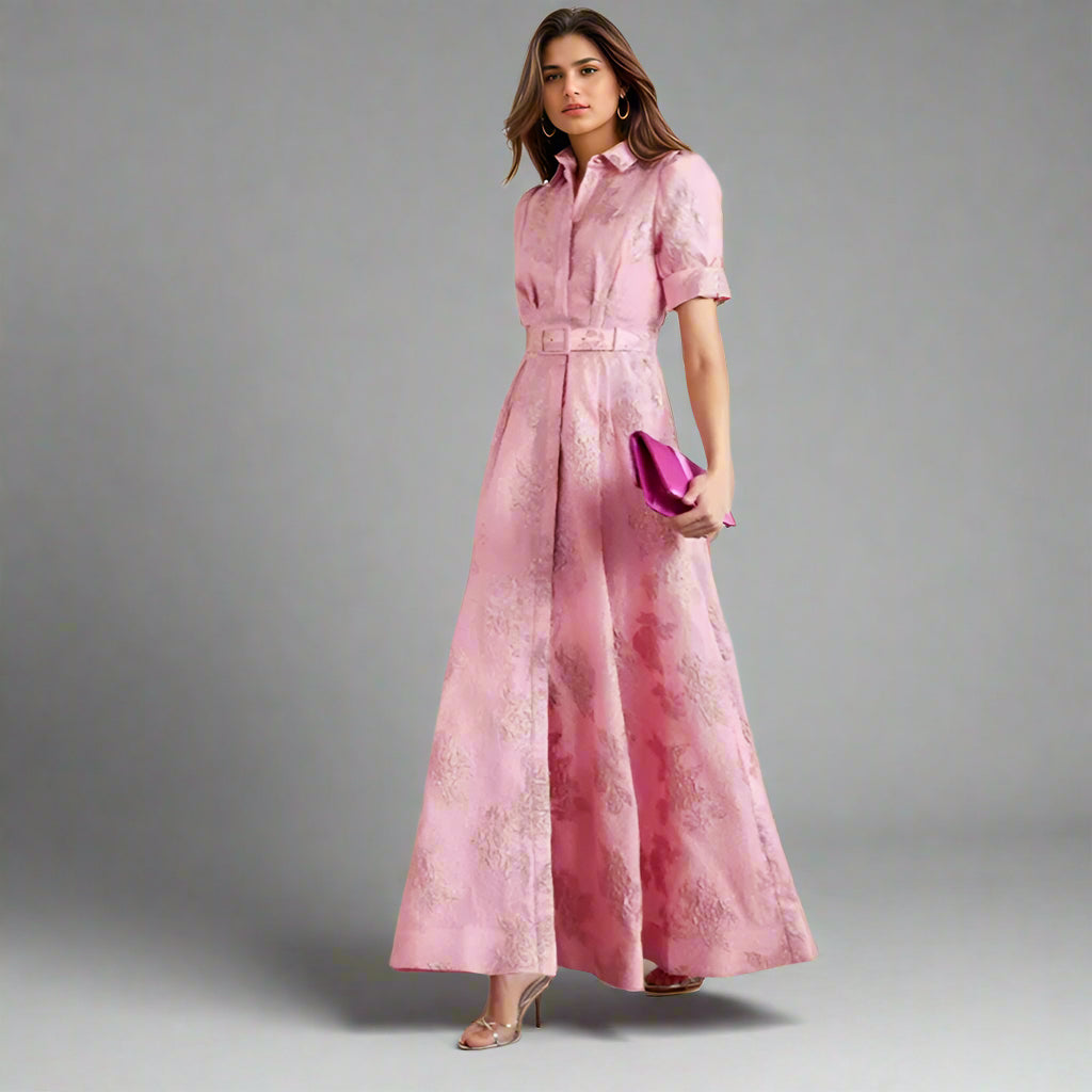 Elegant Pink Belted Dress