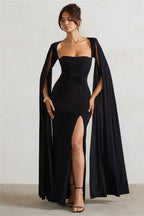 Chic Cape Split Maxi Dress