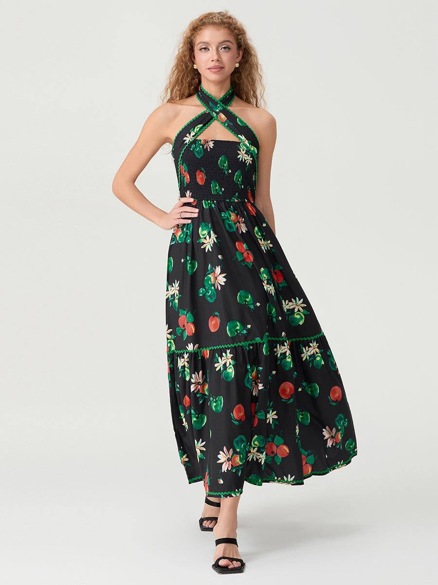 Floral Halter Maxi Dress