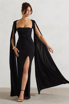 Chic Cape Split Maxi Dress