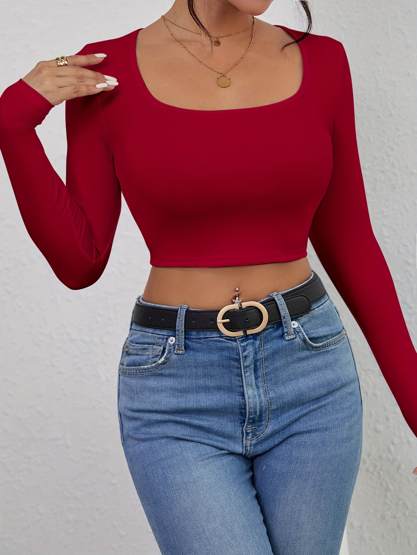 Slim Fit Square Neck Crop Top