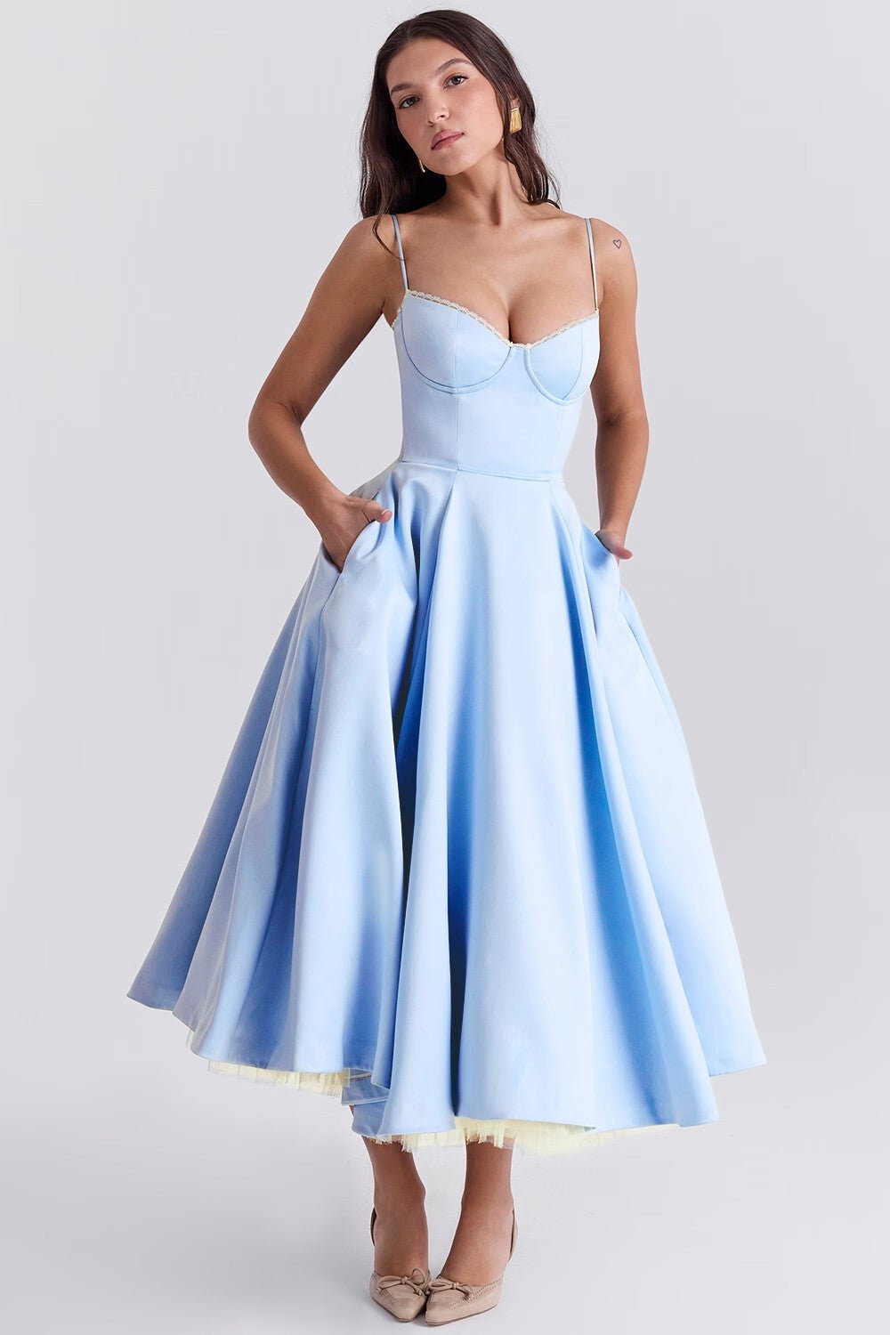 A-line Backless Midi Dress