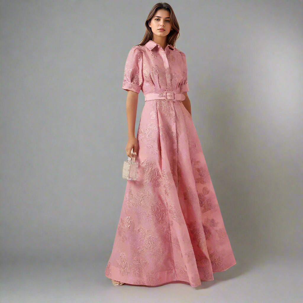 Elegant Pink Belted Dress