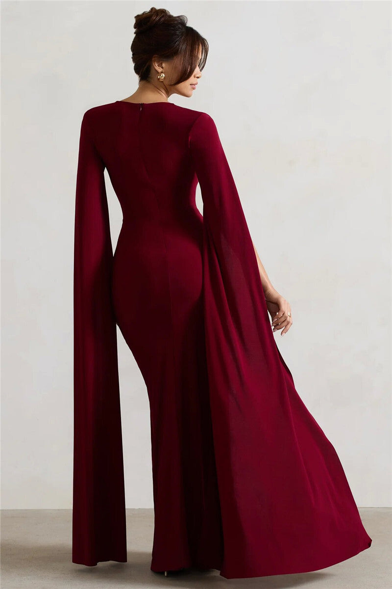 Chic Cape Split Maxi Dress