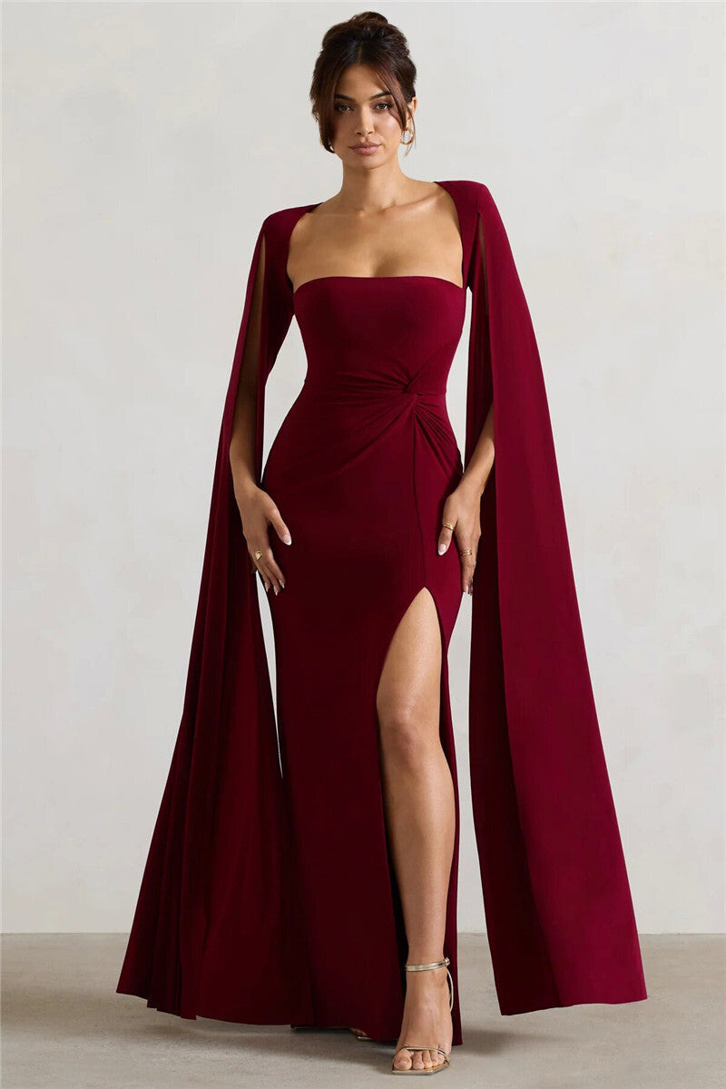 Chic Cape Split Maxi Dress