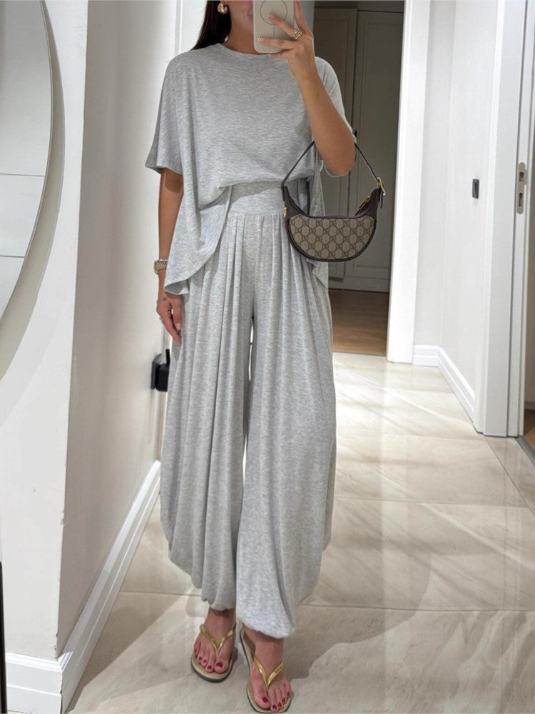 Soft Grey Relaxed Fit Two-Piece Set