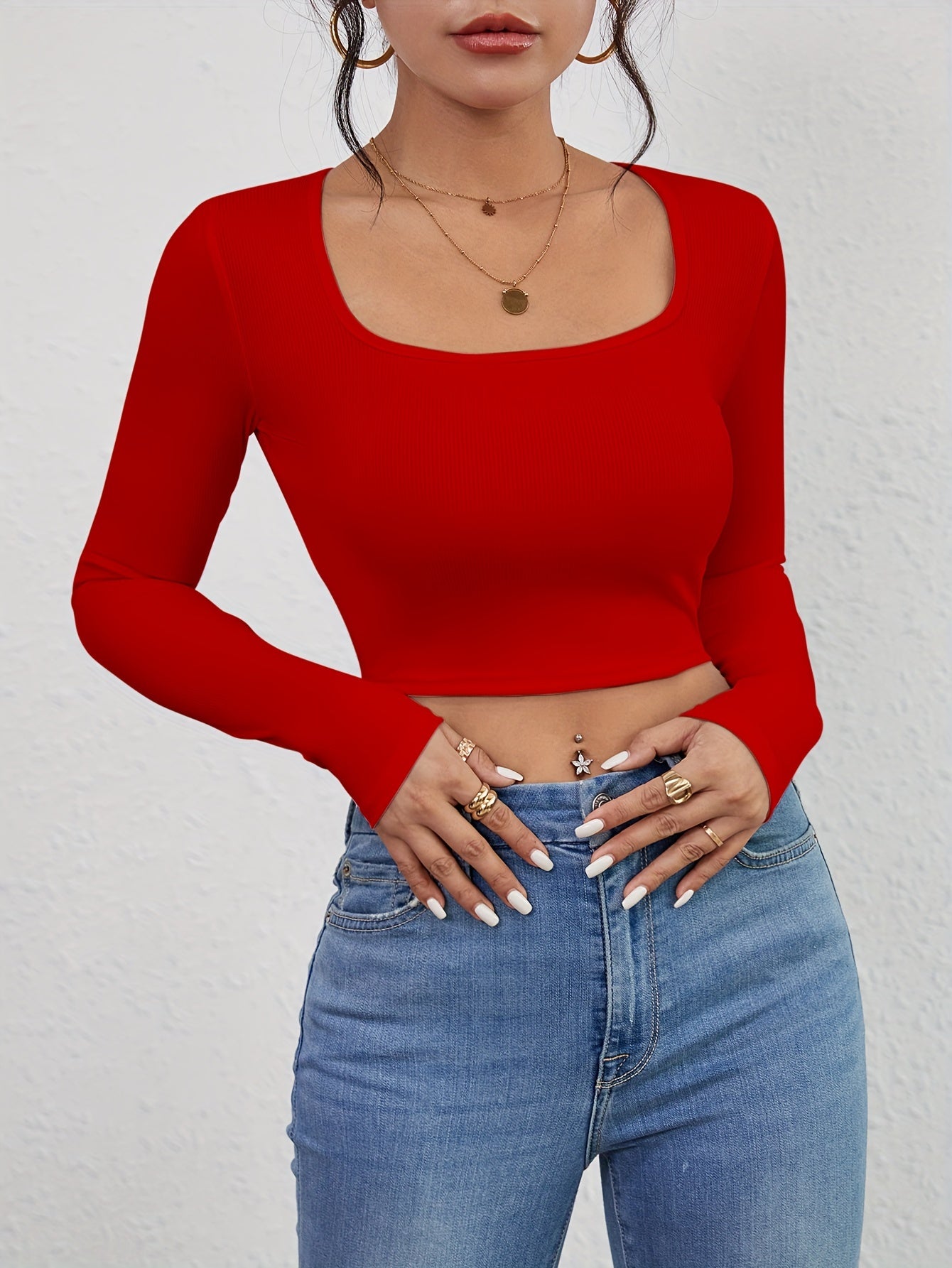 Slim Fit Square Neck Crop Top
