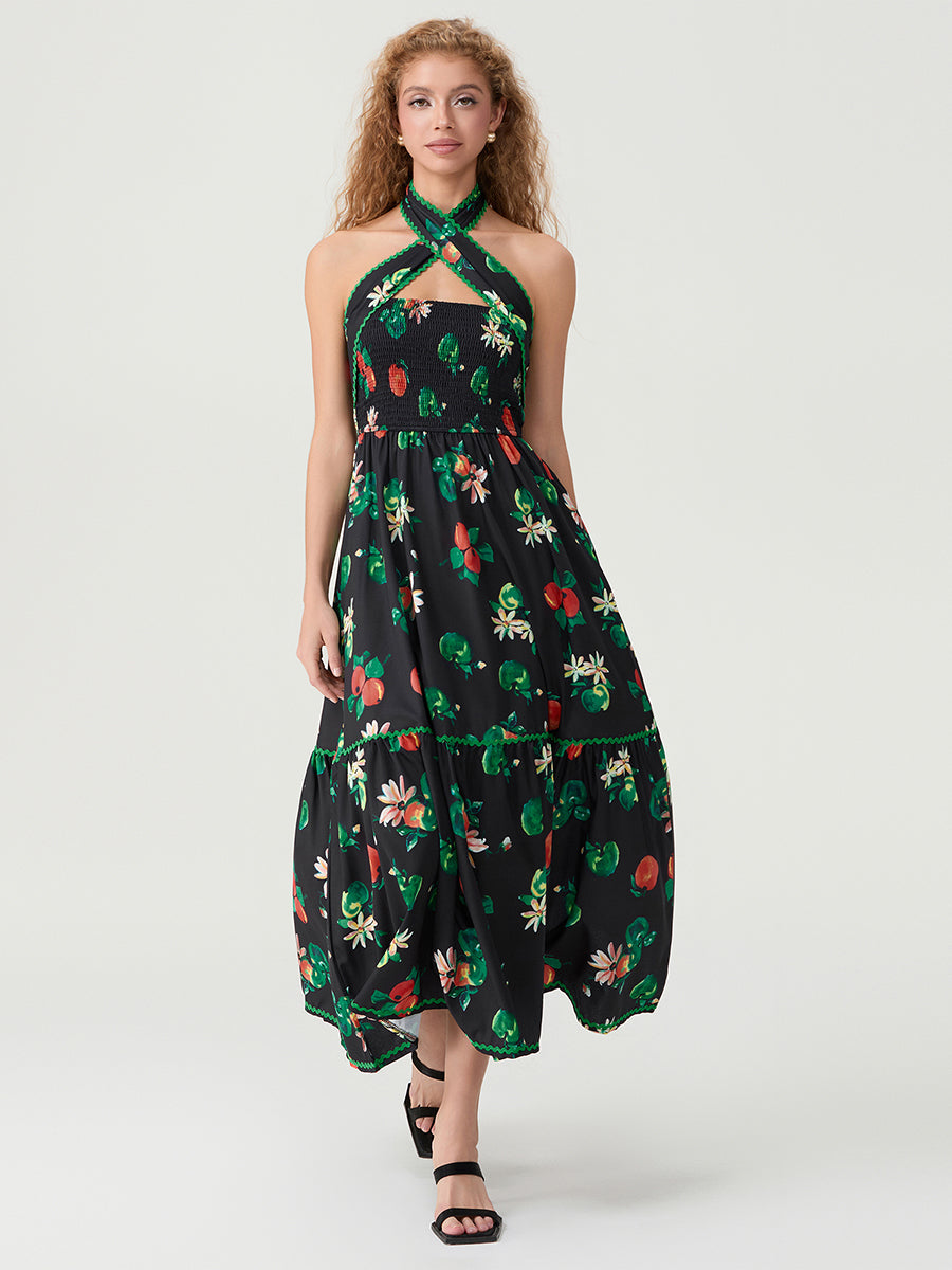 Floral Halter Maxi Dress