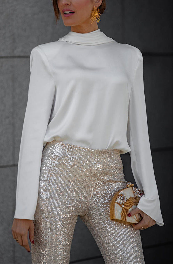 Scarf Collar Casual Shirt