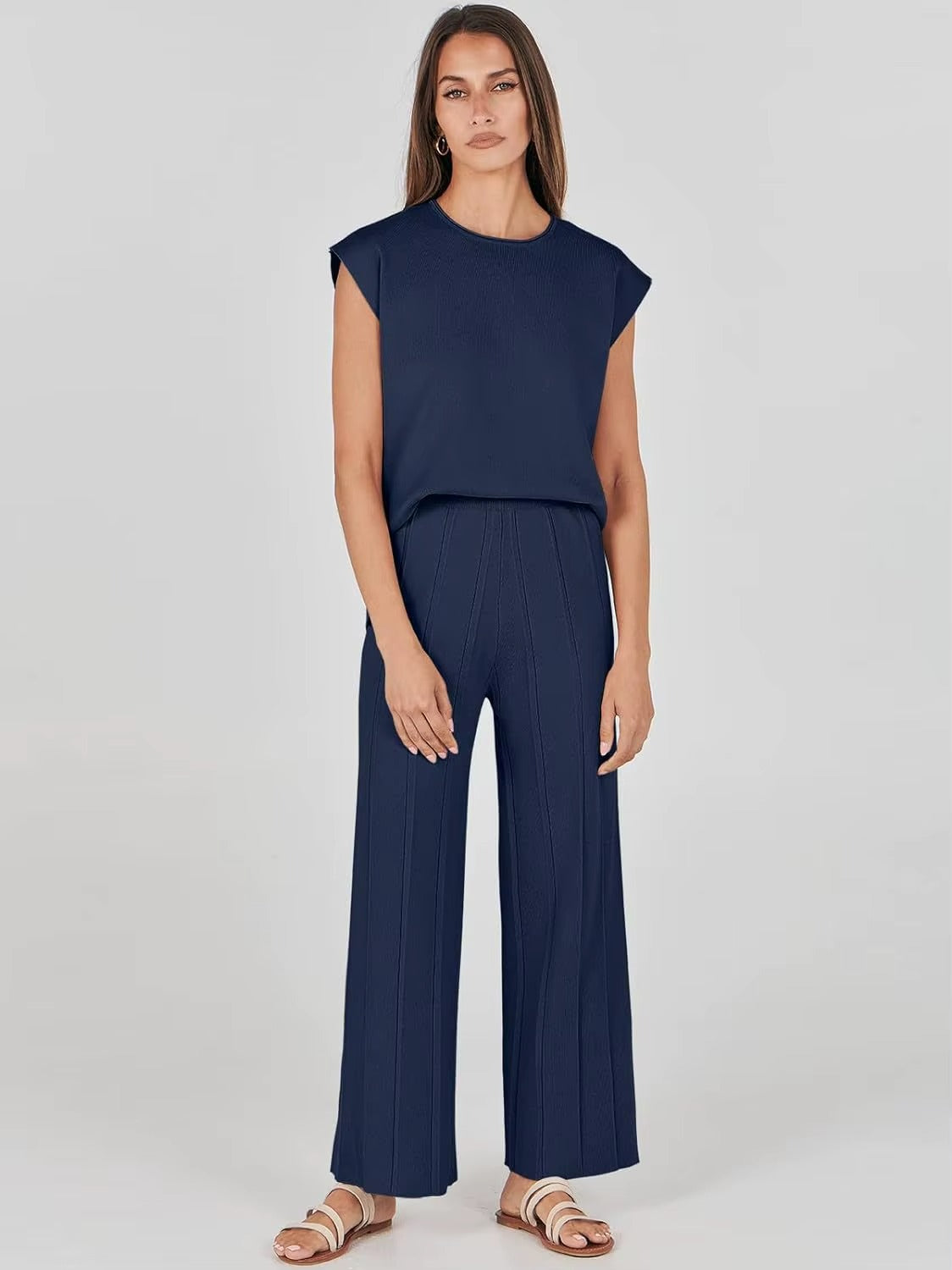 Knit Tank Top &amp; Wide-Leg Pants Set