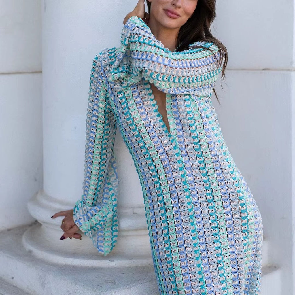 Crochet Stripe Maxi Dress&nbsp;