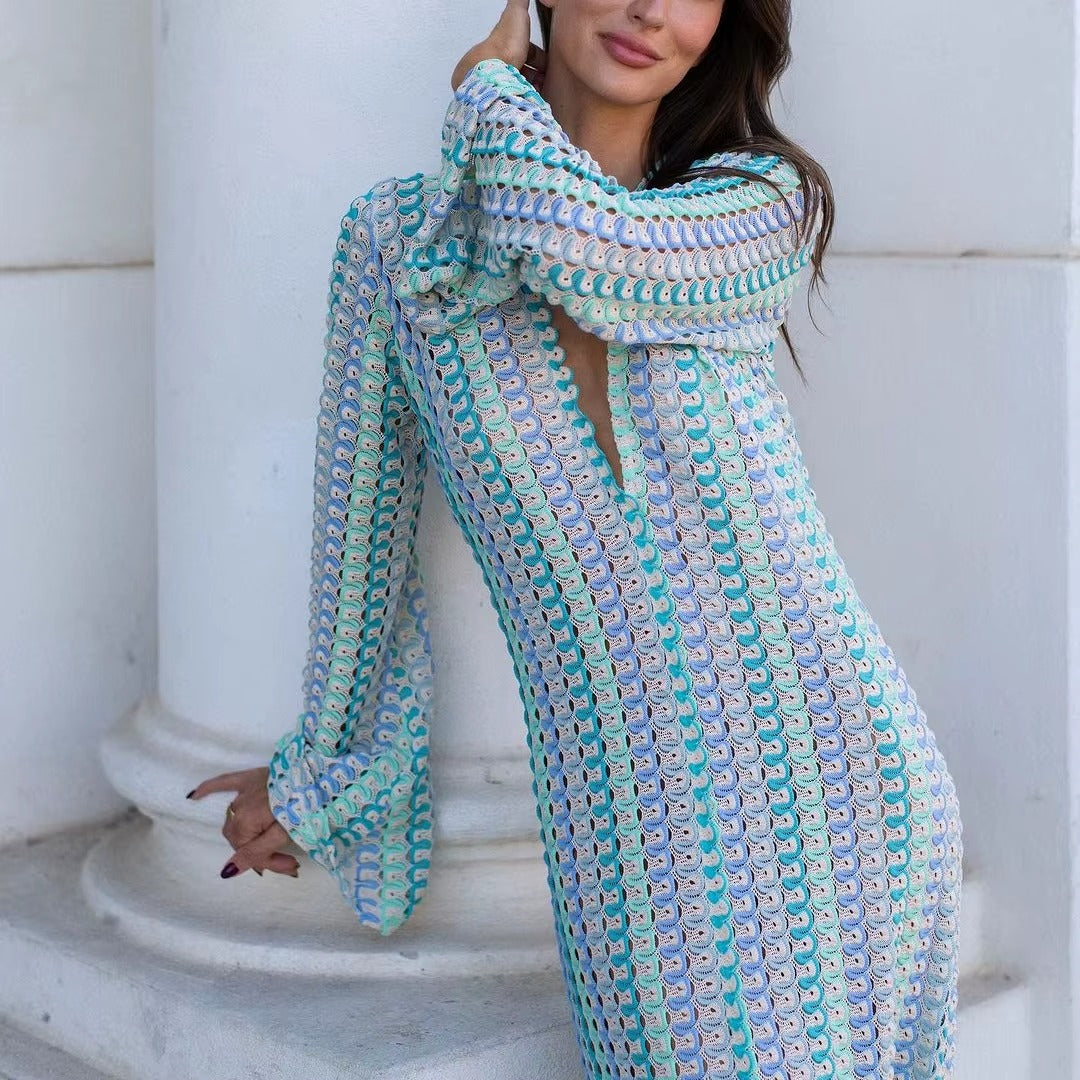 Crochet Stripe Maxi Dress&nbsp;