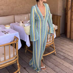 Crochet Stripe Maxi Dress&nbsp;