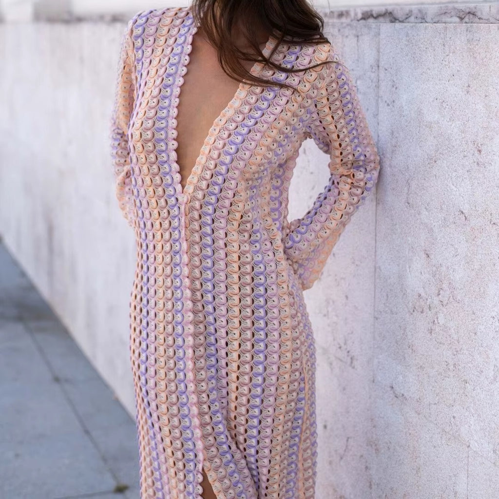 Crochet Stripe Maxi Dress&nbsp;