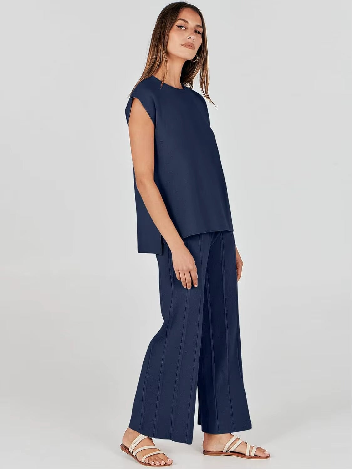 Knit Tank Top &amp; Wide-Leg Pants Set