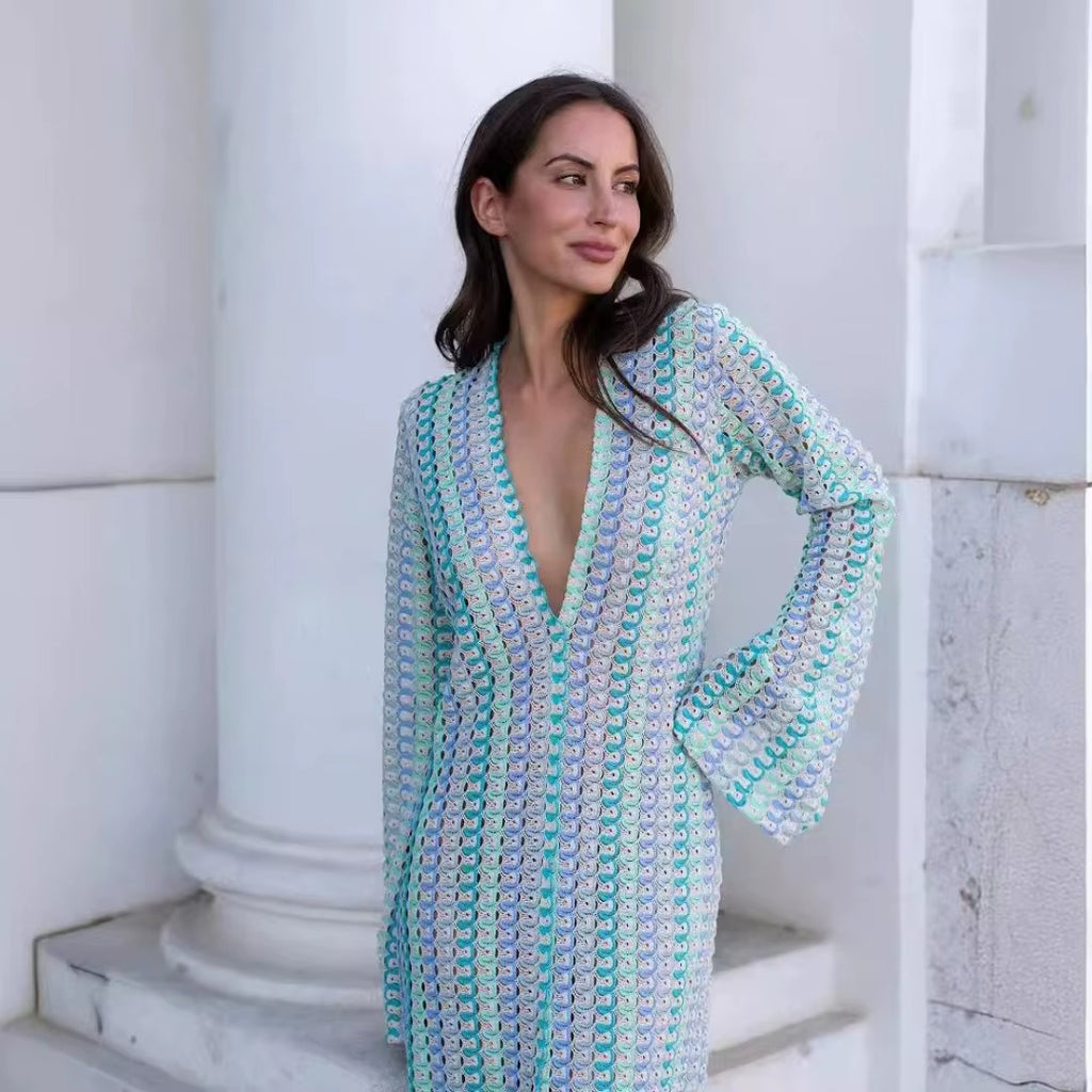 Crochet Stripe Maxi Dress&nbsp;