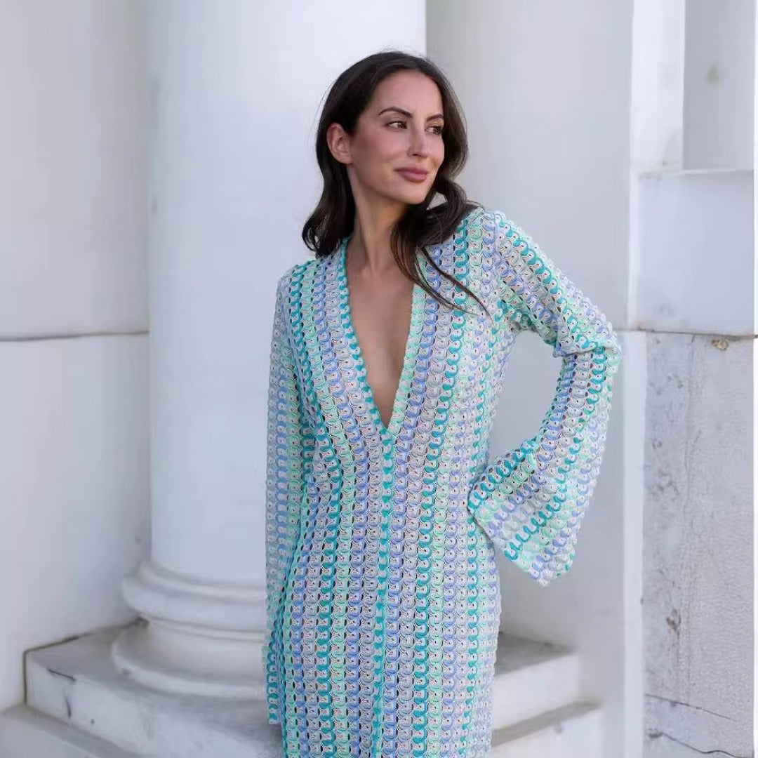 Crochet Stripe Maxi Dress&nbsp;