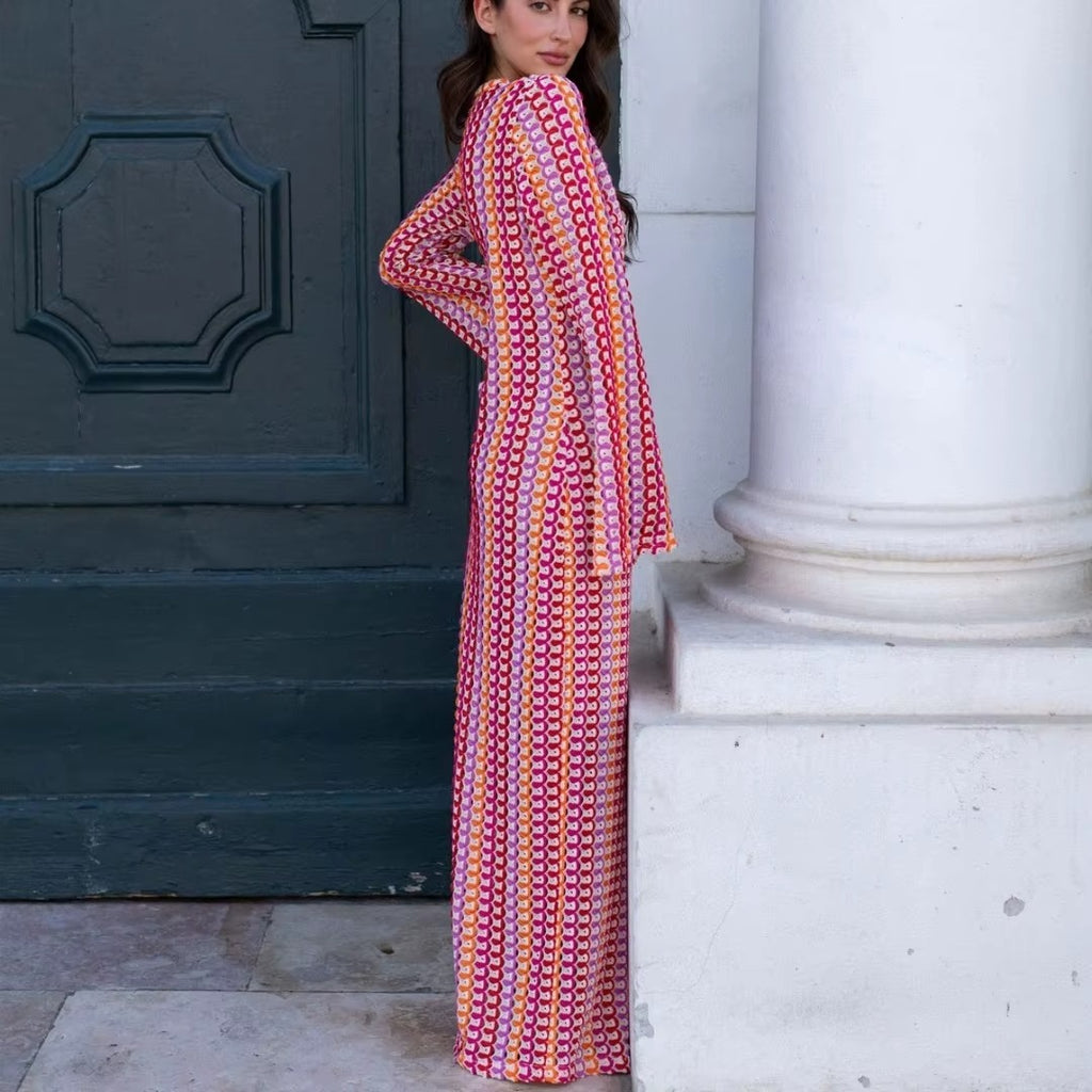 Crochet Stripe Maxi Dress&nbsp;