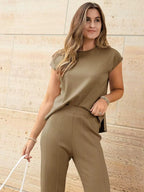 Knit Tank Top &amp; Wide-Leg Pants Set