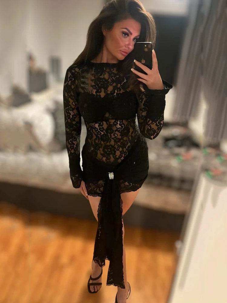 Noir Whisper Mini Dress