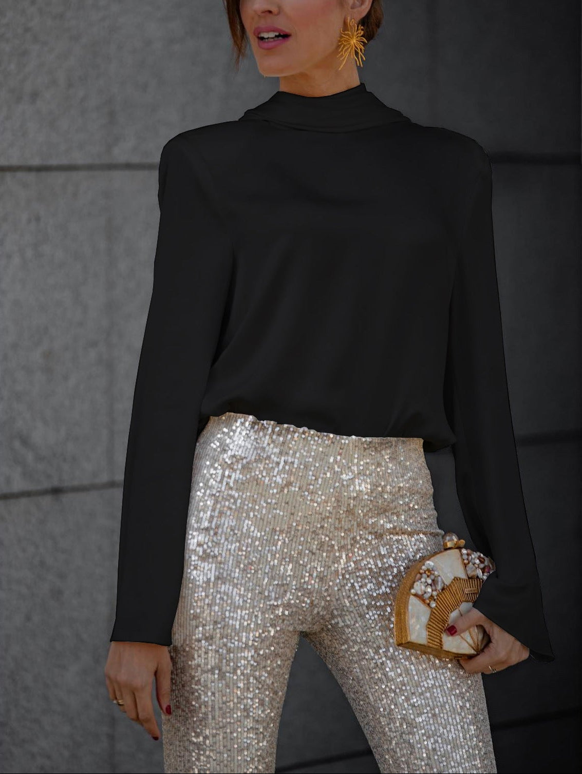 Scarf Collar Casual Shirt